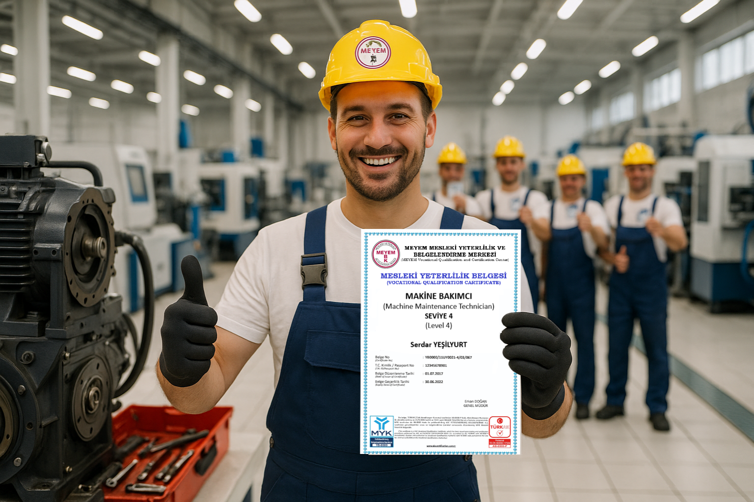 Makine Bakımcı  Mesleki yeterlilik Belgesi